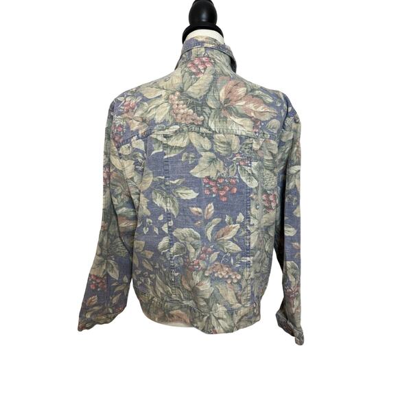 Vintage 80's/90's Norm Thompson Floral Denim Jacket Women's Size L Made in USA - Picture 2 of 4